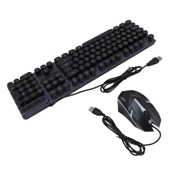 Combo De Teclado Y Mouse Con Cable, Tamaño Completo, Punk Retro, Teclado A Prueba De Salpicaduras, Luz De Fondo, Mouse óptico De 1600 Ppi, Para Computadora Portátil De PC