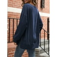 thumbnail image 3 of Fancyglim Crewneck Sweatshirt Women Tunic Shirt Oversized Drop Shoulder Tops Navy 4XL, 3 of 7