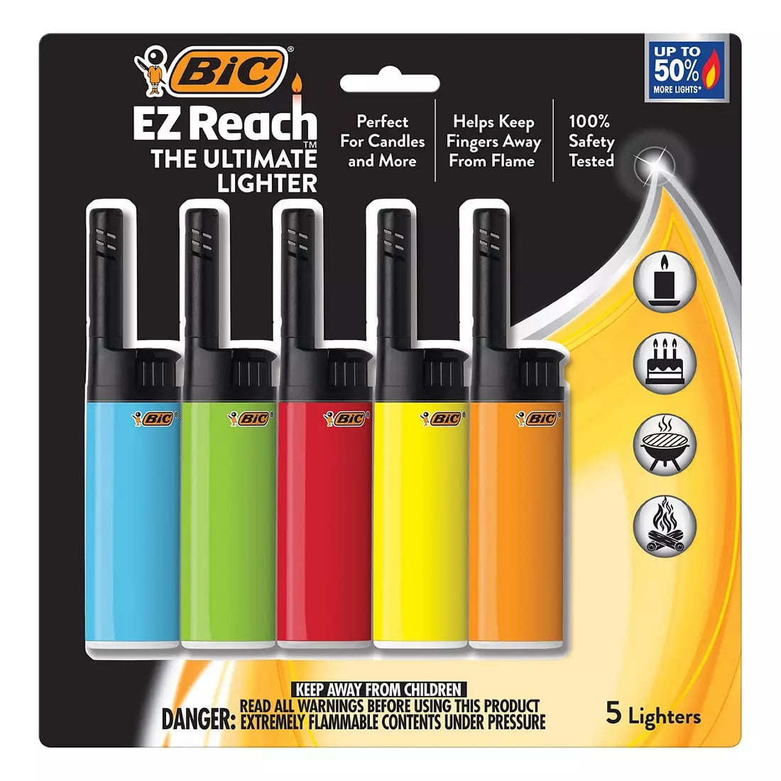 BIC EZ Reach Lighters, 5 pk