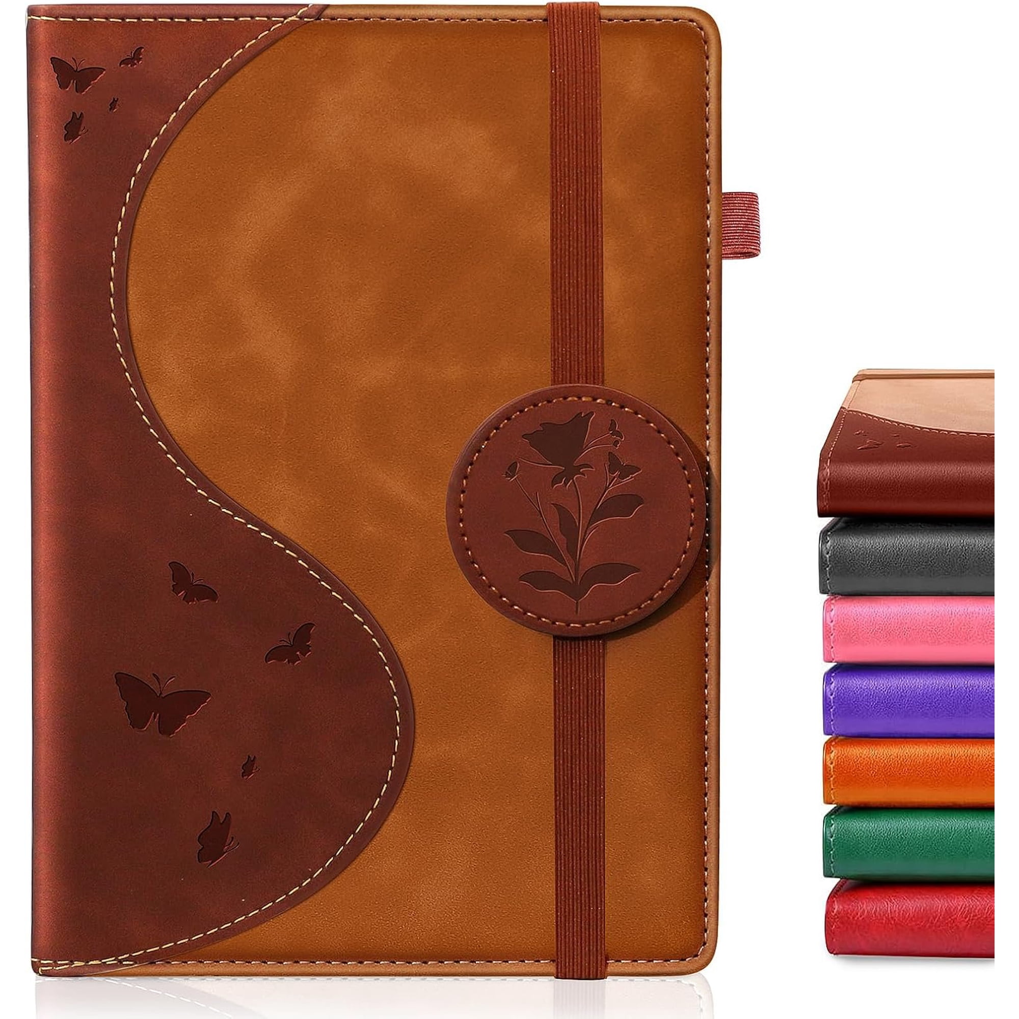 Lined Journal Notebook A5 Hardcover Leather Journal for Men Women 200 Pages 100 GSM Thick Paper Journaling Notebooks for Work School Travel Note Taking Brown