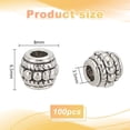 thumbnail image 2 of 100 cuentas espaciadoras de barril tibetanas de 8 mm - Conectores sueltos de metal de tubo hueco de aleación de plata para pulseras, collares y joyas., 2 of 6