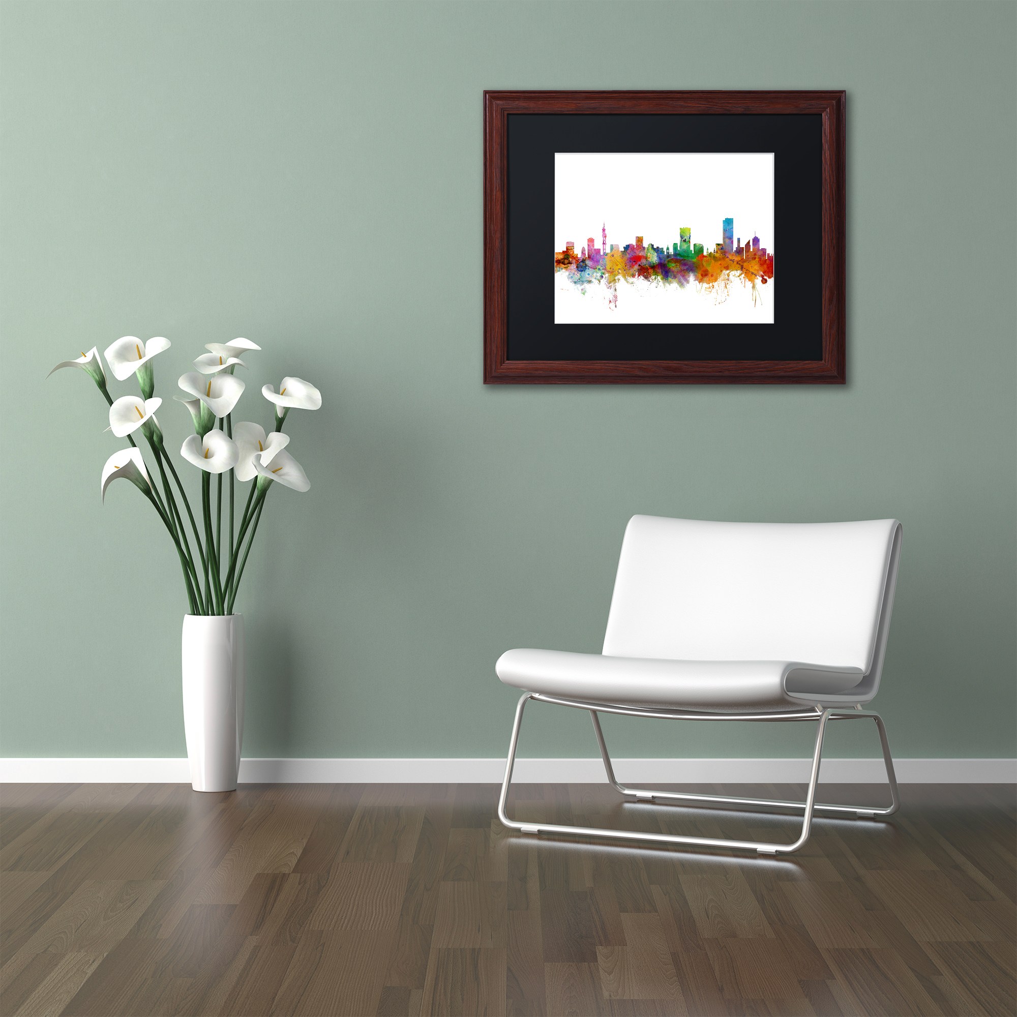Trademark Fine Art "Pretoria South Africa Skyline" Canvas Art by Michael Tompsett Black Matte, Wood Frame