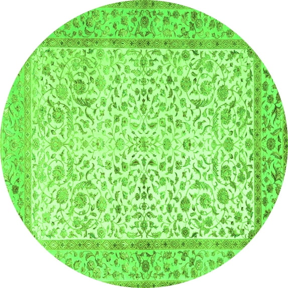 Ahgly Company Indoor Round Oriental Green Traditional Area Rugs, 5' Round