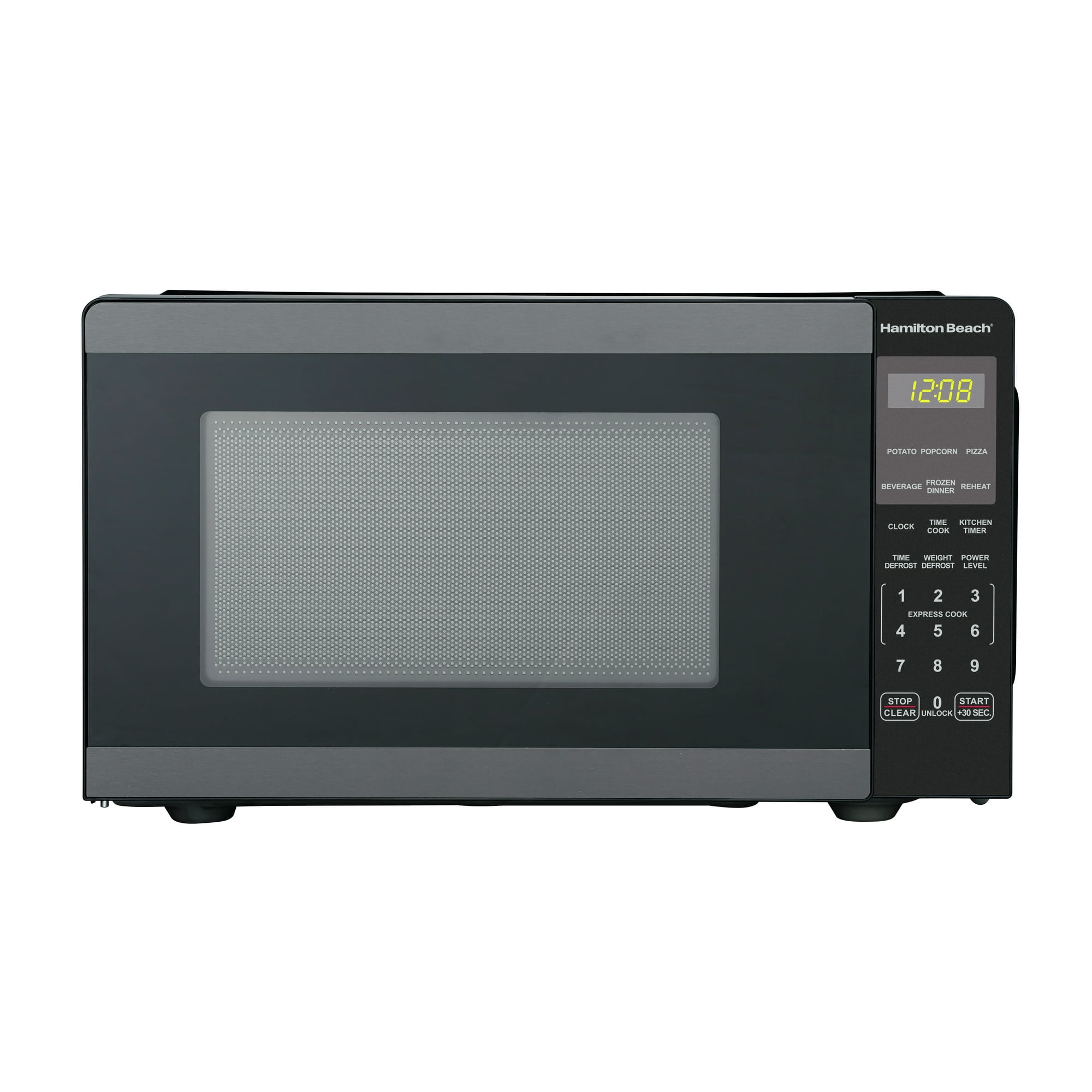 Hamilton Beach 0.9 Cu ft Countertop Microwave Oven, 900 W, Black Stainless Steel