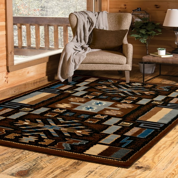 United Weavers Brunswick Naja Southwestern Geometric Area Rug, Brown, 3'11" x 5'3"