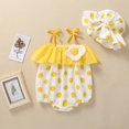 thumbnail image 5 of Gibobby Mamelucos para bebe niño Mono con volantes sombrero correas bebé infantil punto niñas Sunsuit estampado niñas y mono(Amarillo, 3-6 Meses), 5 of 5