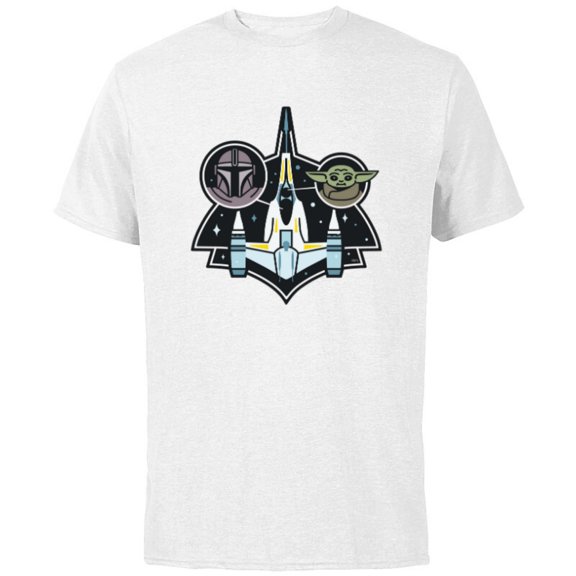 Star Wars The Mandalorian and Grogu N-1 Starfighter Top View - Short Sleeve Cotton T-Shirt for Adults - Customized-White
