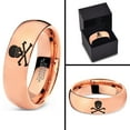 thumbnail image 4 of Tungsten Skull and Cross Bone Heart Emoji Eyes Band Ring 7mm Men Women Comfort Fit 18k Rose Gold Dome Polished, 4 of 4