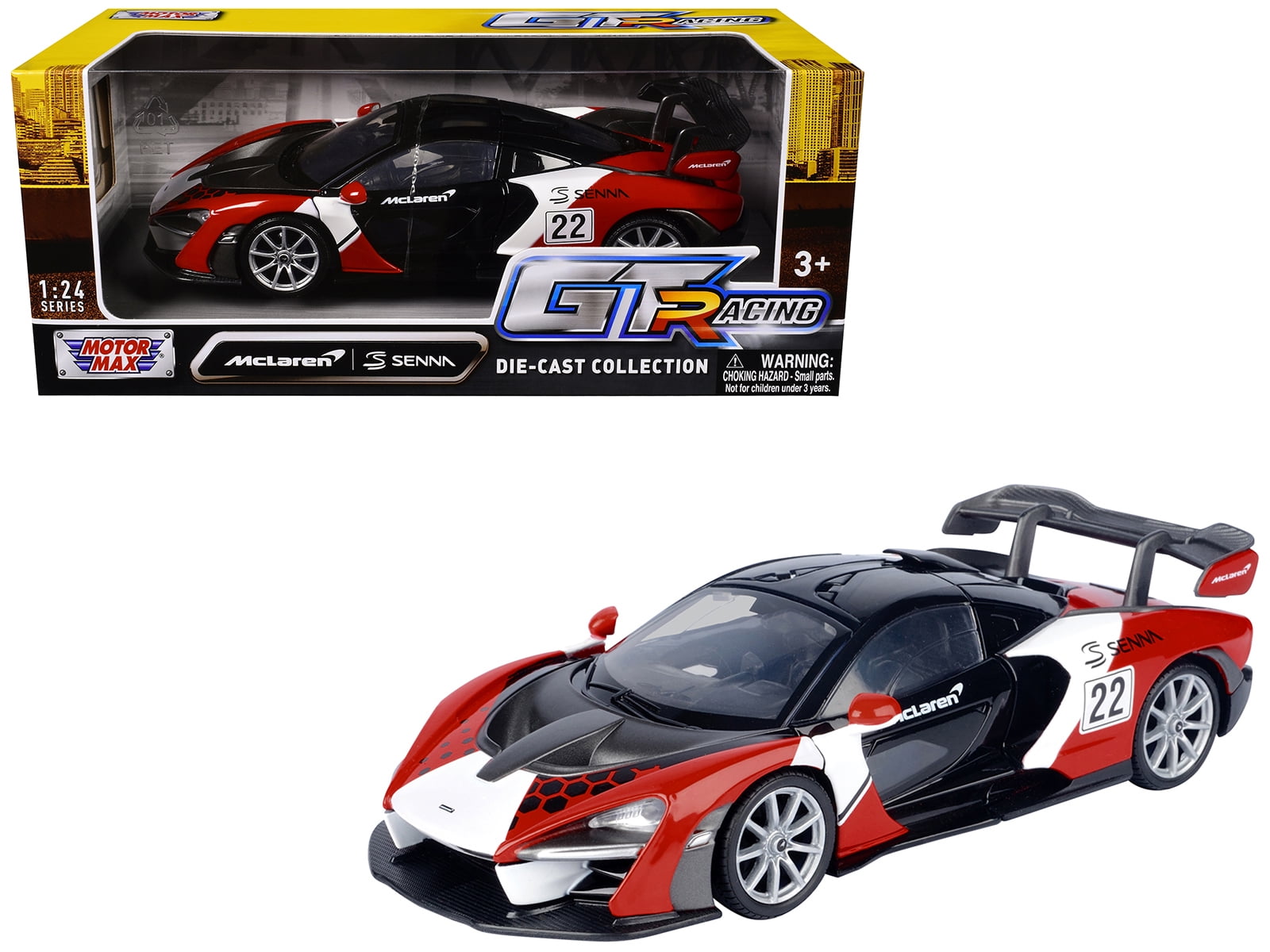 McLaren Senna White and Black 1/24 Diecast Model Car by Motormax