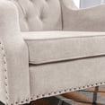 thumbnail image 5 of Seetaras Sofa Chair Button Tufted Upholstered Armchair with Vintage Brass Studs, Cushion,Solid Wood Frame and Legs for Living Room, Bedroom, Reception Room, 5 of 9