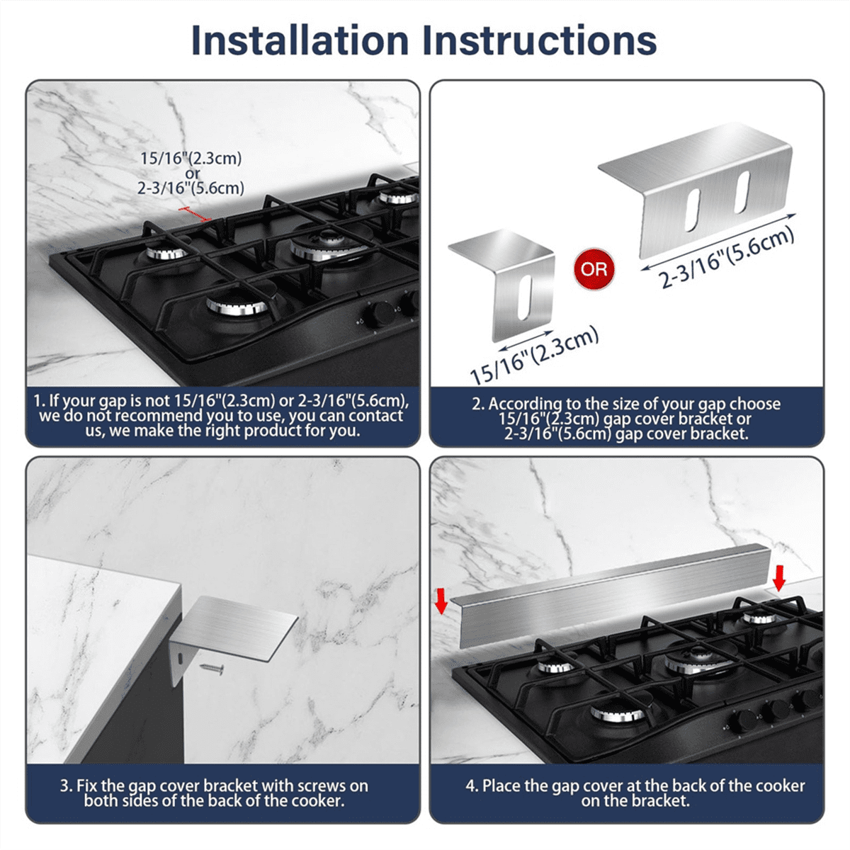 30inch Slide-in Range Rear Filler Kit,StoveGap Filler Strip, Stainless Steel Backsplash for Stove, Stove Trim Kit Black