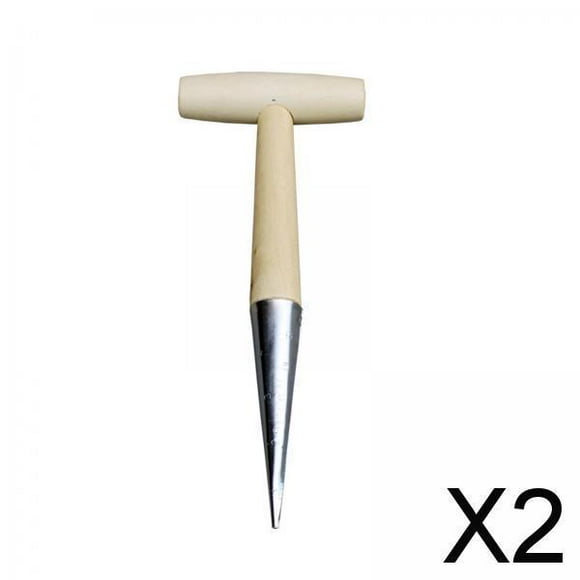DYNWAVECA 2xGarden Hand Dibber,Sow Dibblers , Garden Hole Punch Dibblers Tool for Planting Seeds And Bulbs, Hand Held Bulb Planter for Planting Flowers Tulips , Stainless Steel, 2 2 Pcs