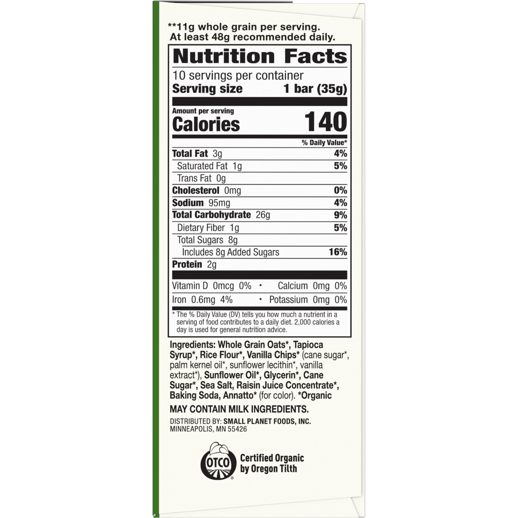 Cascadian Farm Organic Vanilla Chip Chewy Granola Bars, Value Size, 10 Bars, 12.3 oz.