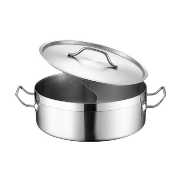 Olla caliente de acero inoxidable, utensilios de cocina con tapa, olla gruesa para sopa, olla para cocinar para picnic, cocina, barbacoa, reunión Diámetro 20cm