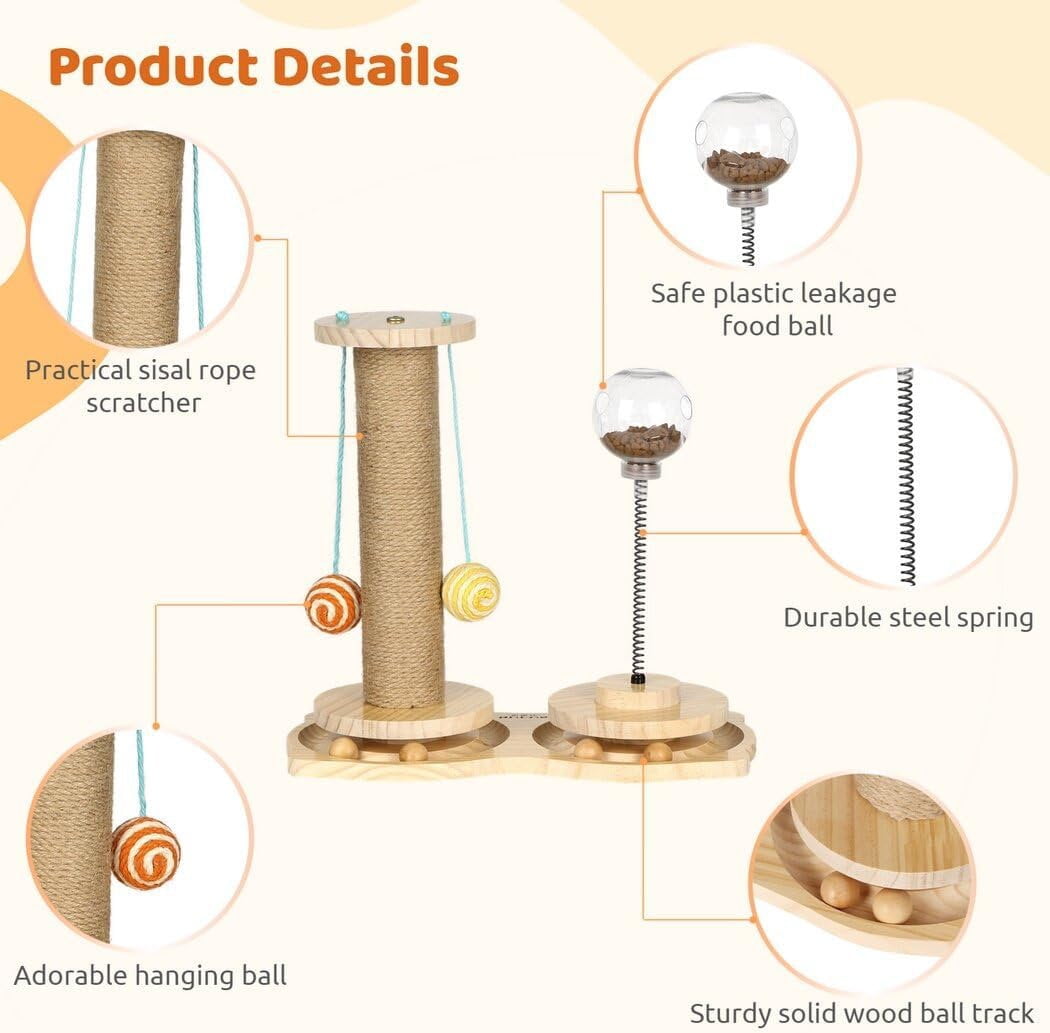 AmgoCat Scratching Post & Interactive Cat Toy Ball with 0.7 Inch Feeding Hole