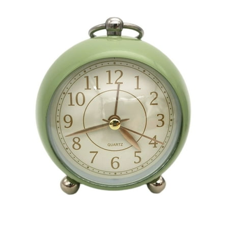 1 Pcs Gray green Vintage Retro Analog Alarm Clock, 4.33 inch Super Silent Non Ticking Small Clock with Night Light, Battery Operated, Simply Design, for Living Room, Bedroom, Bedside, Desk