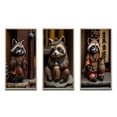 thumbnail image 2 of Designart "Happy Tanuki in Terracotta Tone I" Animals Raccoon Framed Wall Art Set Of 3 - Brown Raccoon Frame Gallery Set For Office Decor, 2 of 6