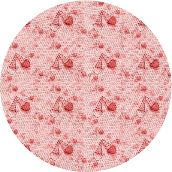 Ahgly Company Indoor Round Patterned Pink Area Rugs, 6' Round