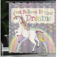 thumbnail image 4 of Ambesonne Feminine Shower Curtain, Believe in Your Dreams Say, 69"Wx70"L, Beige and Lilac, 4 of 5