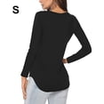 thumbnail image 3 of Qarigey Camiseta de manga larga para mujer, camisetas informales de Color sólido para mujer, jersey, ropa básica, ropa deportiva de poliéster para Prendas para la parte del cuerpo Negro S Qarigey AP008666-01, 3 of 6