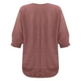 thumbnail image 5 of KBZDBZC Women Blouses Casual Women's Spring Solid Round Neck Knitted Elegant 3/4 Sleeve Top Blouse Women Womens Tshirt Womens Tee Shirt (Brown,XXXL), 5 of 5