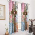 thumbnail image 3 of Floral Cross Patchwork Blackout Curtains Window Drapes Room Darkening Thermal Insulated Grommets Blackout Curtains, for Living, Dining, Bedroom,2 Panels, 3 of 6