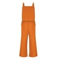 thumbnail image 5 of Women's Summer Cotton Linen Two Piece Casual Sets Sleeveless Tank Tops with High Waist Wide Leg Palazzo Pants Solid Loungewear Orange,L, 5 of 7