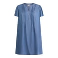 thumbnail image 4 of Terra & Sky Women’s Plus Chambray Pintuck Dress, Sizes 0X-5X, 4 of 4