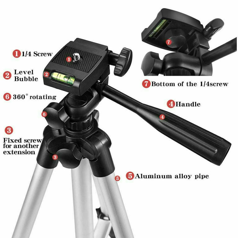 Professional Camera Tripod Stand Mount + Phone Holder for Cell Phone iPhone