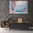 thumbnail image 6 of Mudket Framed Canvas Wall Art Blush Pink Rose Flower Blue Tile Bathroom Prints Wall Decor Romantic Floral Canvas Print Ready to Hang for Bathroom Bedroom Home Decor - 12"L x 8"W, 6 of 10