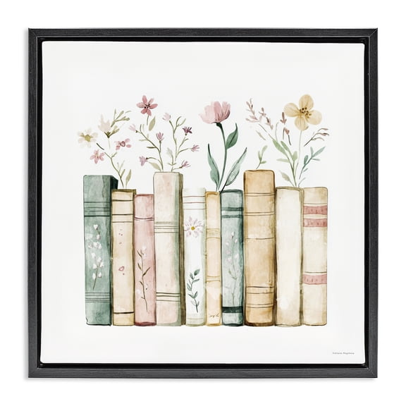 Stupell Industries Floral Stories Library Black Framed Floater Canvas Wall Art, design by Svetlana Aleynikova