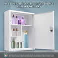 thumbnail image 6 of Wall Mount Locking Medicine Cabinet, Large Capacity First Aid Cabinet for Bathroom, Medicine Cabinet with Key, Secure Steel Lock Box for Medication, 15.75" H x 11.82" W x 4.72" D, White, 6 of 6
