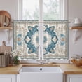 thumbnail image 2 of Boho Flowers Tier Curtains, Country Neutral Chic Abstract Floral Art Light Filtering Kitchen Curtains, 2Pcs Rod Pocket Half Window Treatments Panels for Sink Cafe Cabinet Basement 27.5x45 Inches, 2 of 9
