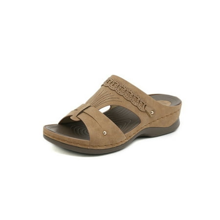 

Gomelly Womens Wedge Sandals Orthopedic Sandals with Arch Support Non-Slip Casual Beach Shoes Khaki 8