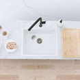thumbnail image 4 of Stylish Dual Mount 22" White Composite Granite Single Bowl Kitchen Sink with Strainer S-822H, 4 of 15