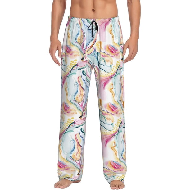 Balery Abstract Marble Texture Pantalones de pijama para hombre, pijama ultraligero, pantalón de descanso-Medium