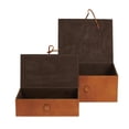 thumbnail image 6 of DecMode Handmade Storage Brown Leather Decorative Box with Leather Loop Closure and Detailed Stitching, 2 Count, 6 of 8
