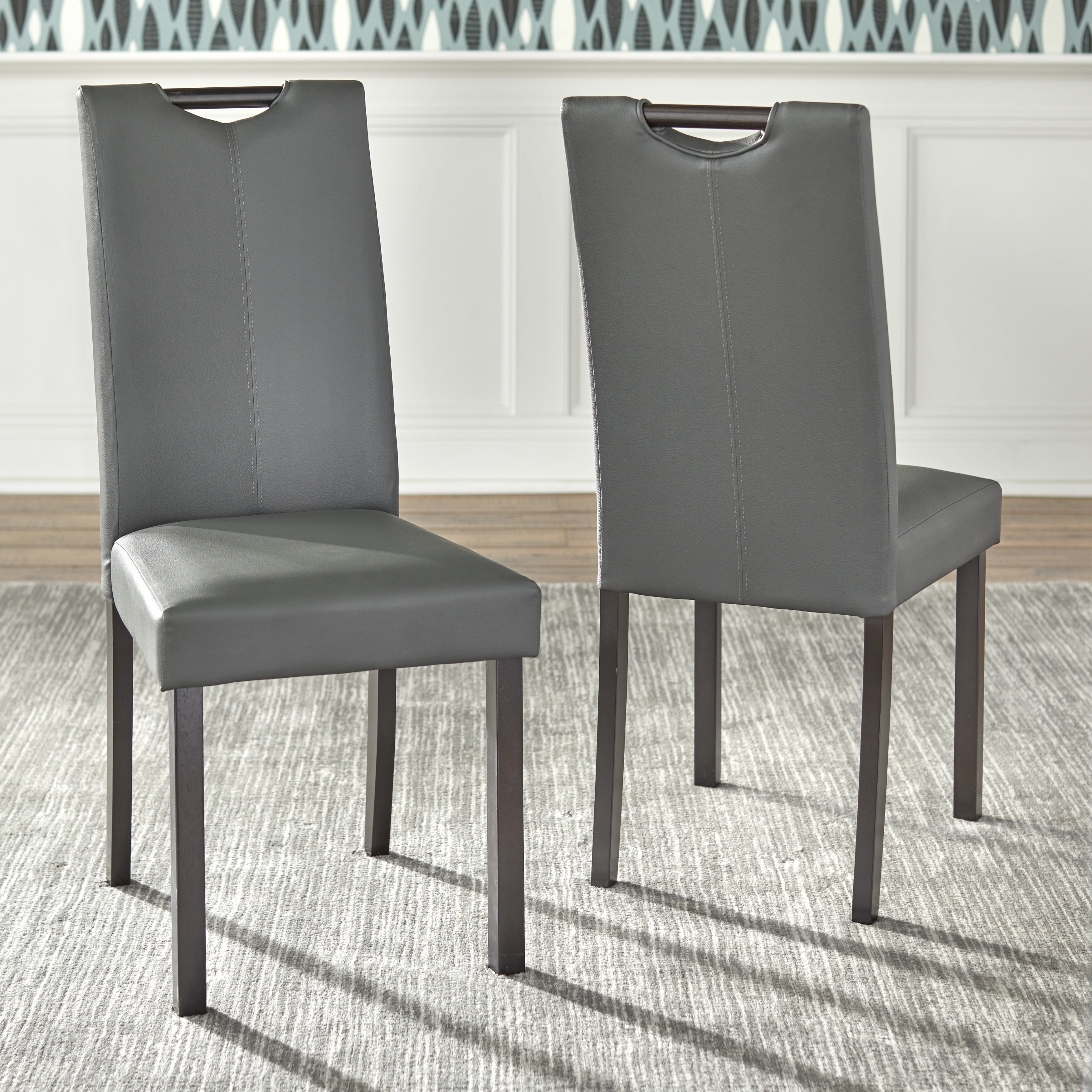 TMS Tilo Indoor Dining Chair, Set of 2, Gray Faux Leather