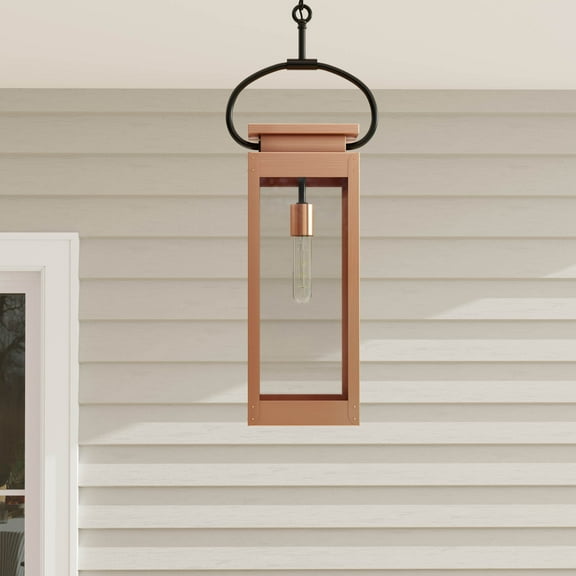 Union Square One-Light Antique Copper Urban Industrial Hanging Lantern