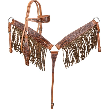Showman Brandin&rsquo; Pen Browband Headstall & Breast Collar Set w/ Fringe