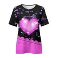 thumbnail image 3 of Baqcunre Valentine'S Day Shirts For Women Spring Round Neck Short Sleeve Valentine's Day Printed Loose Casual T Shirt(Purple S-XXL),Womens Tops Graphic Tees For Women Shirts For Women Womens Tops, 3 of 3