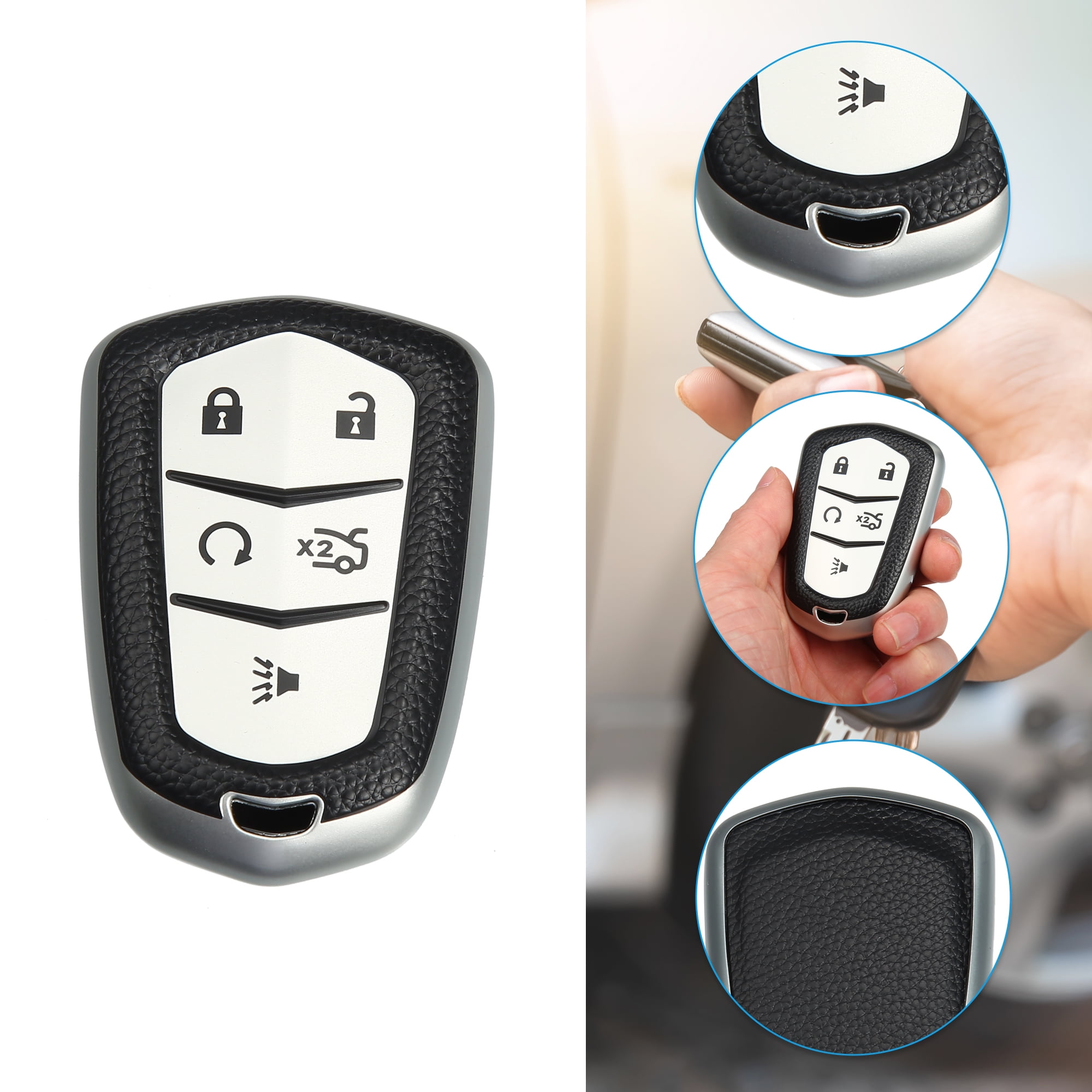 Unique Bargains 360 Degree Smart Key Fob Case Keyless Entry Remote Shell Protector Silver