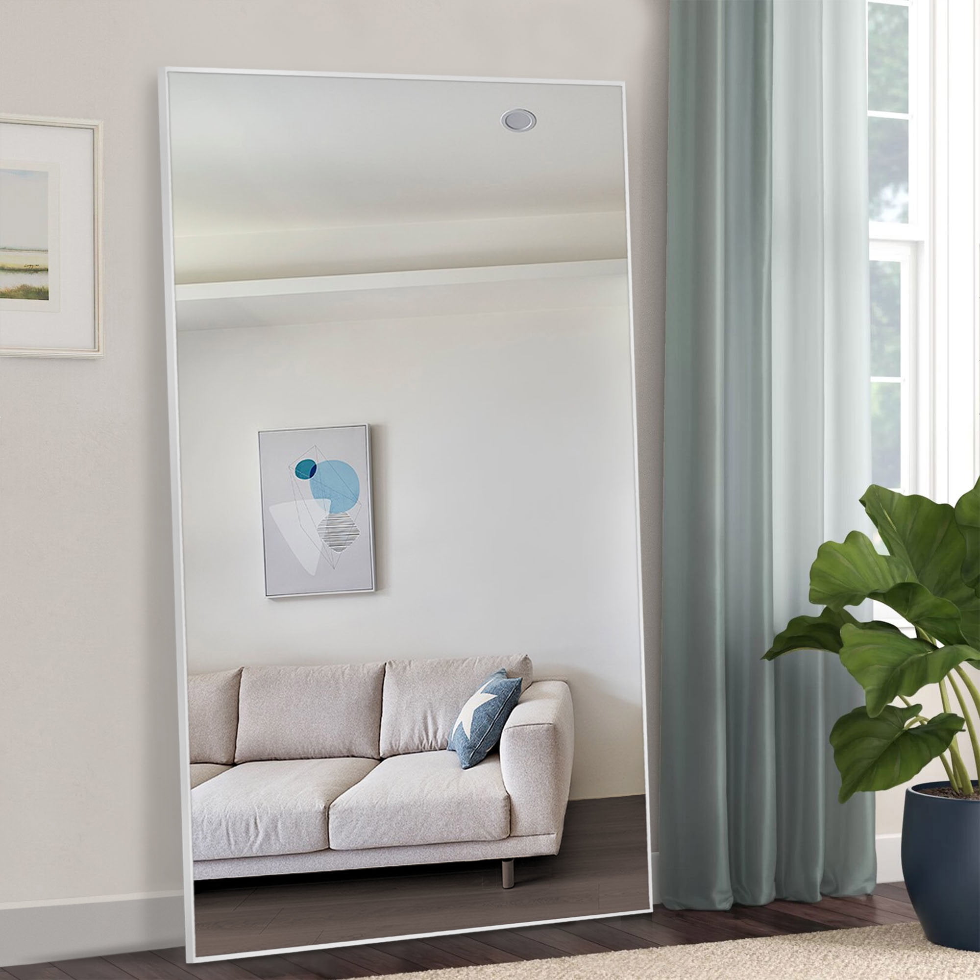 71"x28" Aluminum Alloy Frame Mirror Rectangular Full Length Floor Mirror with Stand White