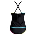 thumbnail image 4 of vigerkar Womens Tummy Control Tankini Swimsuits Color Block Bathing Suit V Neck Two Piece Swimwear with Shorts (Black, XL), 4 of 9