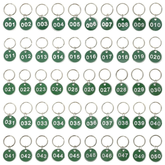 MasteelfCA 50Pcs Aluminium Alloy Storage Tags Metal Numbers Plates Luggage ID Tags Key Ring Labels (Number 1-50)