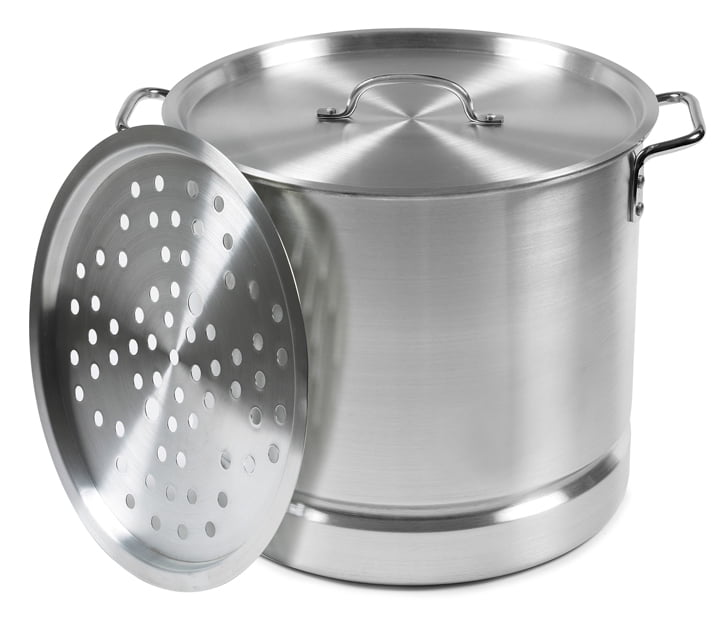 IMUSA 20Qt Aluminum Tamale & Seafood Steamer or Stock Pot with Removable Rack