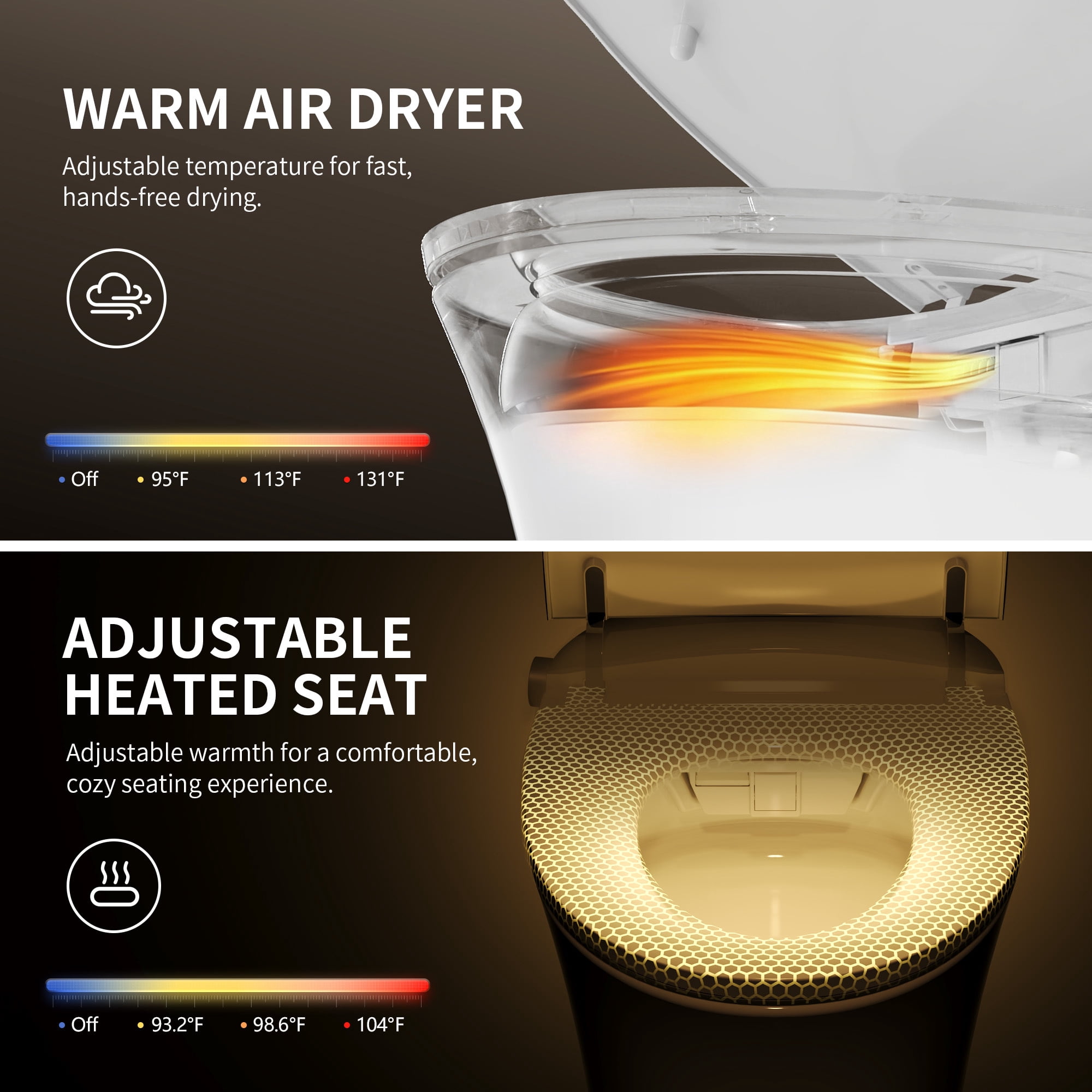 DeerValley DV-1S0456 ADA Smart Toilet with Built-In Bidet,One Piece Tankless Elongated Toilet,Auto Flush,Heated Seat,Hot & Cold Massage Wash,Warm Air Dryer,Remote Control,1000g MaP Flush,White