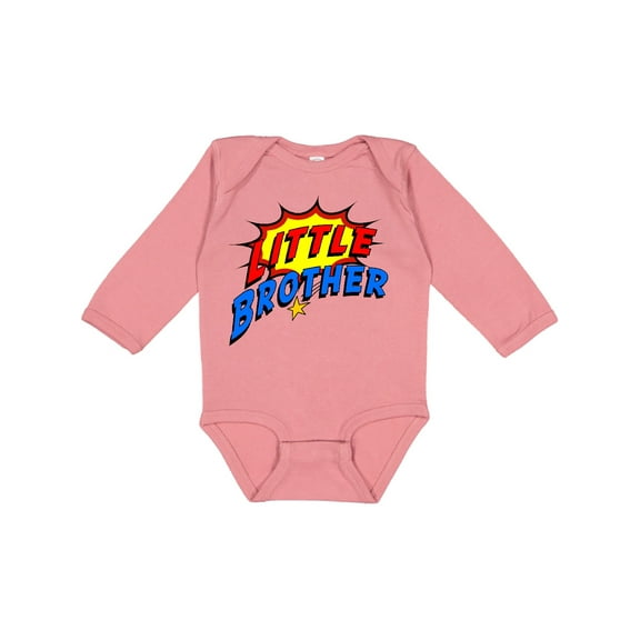 Inktastic Little Brother Superhero Boys Long Sleeve Baby Bodysuit