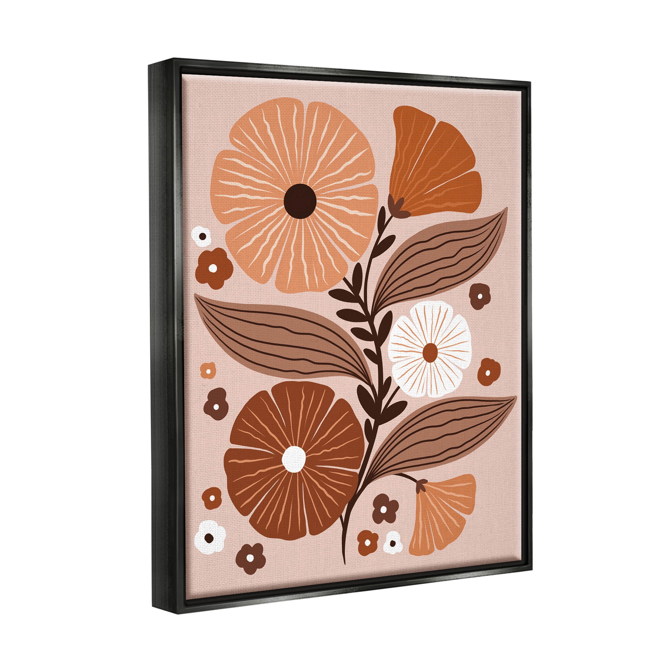 Neutral Tones Flower Shapes Botanical & Floral Graphic Art Jet Black Framed Art Print Wall Art