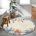 thumbnail image 3 of Round Rugs 4 Ft, Orange Blue Starfish Coastal Non Slip Area Rugs for Kitchen Bedroom Entryway, Summer Beach Eucalyptus Rustic Washable Carpet Runner Rug Floor Mats for Bedroom Home Decor, 3 of 8